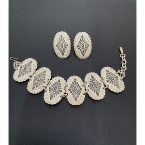 Vintage Marcasite German Bracelet & Clip-on Earrings Made with Elocal Aluminum